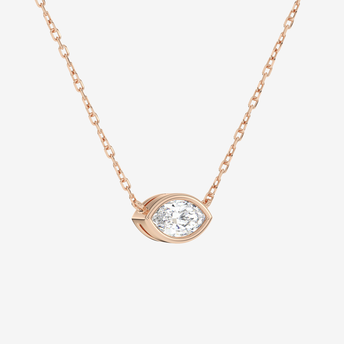 Bezel Marquise Lab Grown Diamond Solitaire Necklace in Platinum