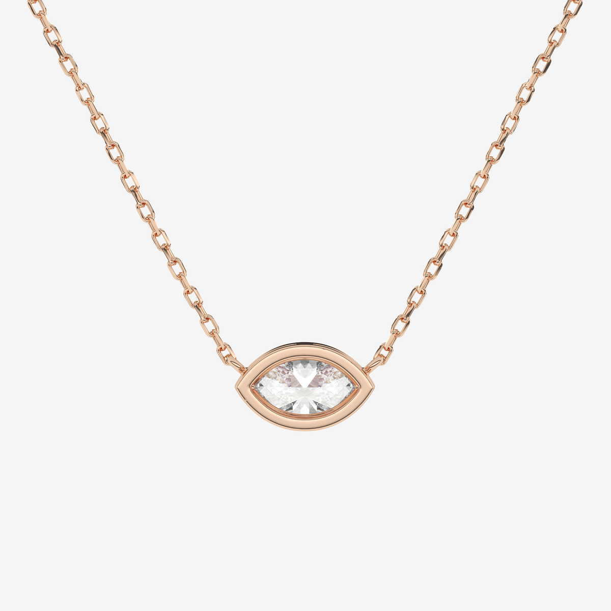 Bezel Marquise Lab Grown Diamond Solitaire Necklace in Platinum