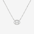 Bezel Oval Lab Grown Diamond Solitaire Necklace in Platinum