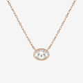 Bezel Oval Lab Grown Diamond Solitaire Necklace in 18K Rose Gold
