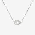 Bezel Pear Lab Grown Diamond Solitaire Necklace in Platinum