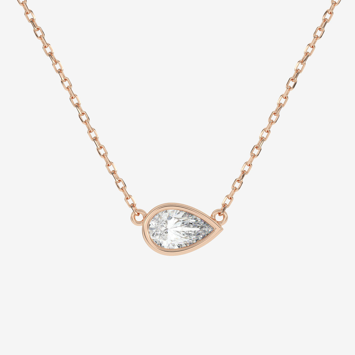 Bezel Pear Lab Grown Diamond Solitaire Necklace in Platinum