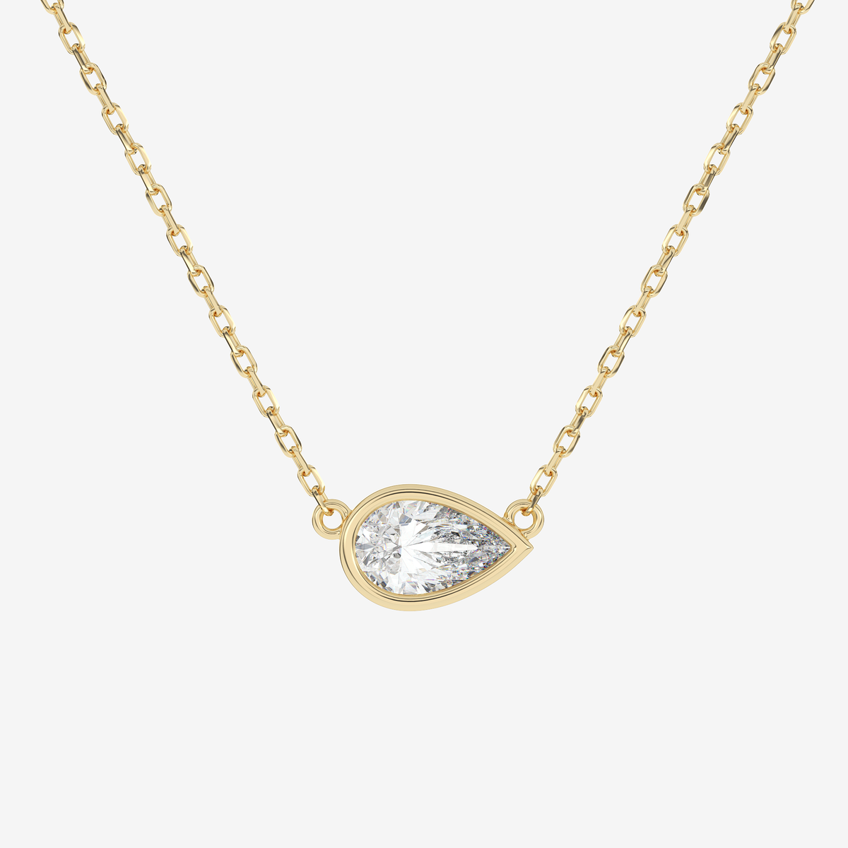 Bezel Pear Lab Grown Diamond Solitaire Necklace in Platinum