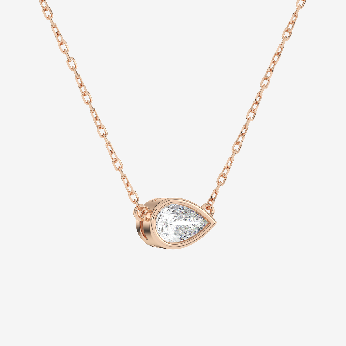 Bezel Pear Lab Grown Diamond Solitaire Necklace in Platinum