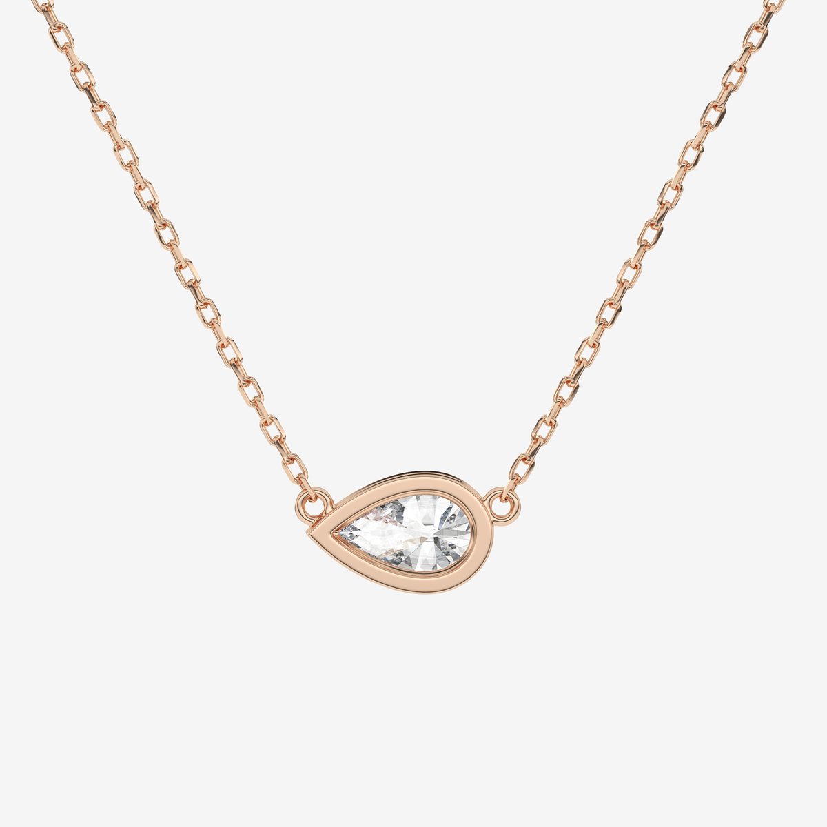 Bezel Pear Lab Grown Diamond Solitaire Necklace in Platinum