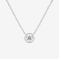 Bezel Round Lab Grown Diamond Solitaire Necklace in 18K White Gold