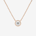 Bezel Round Lab Grown Diamond Solitaire Necklace in 14K Yellow Gold
