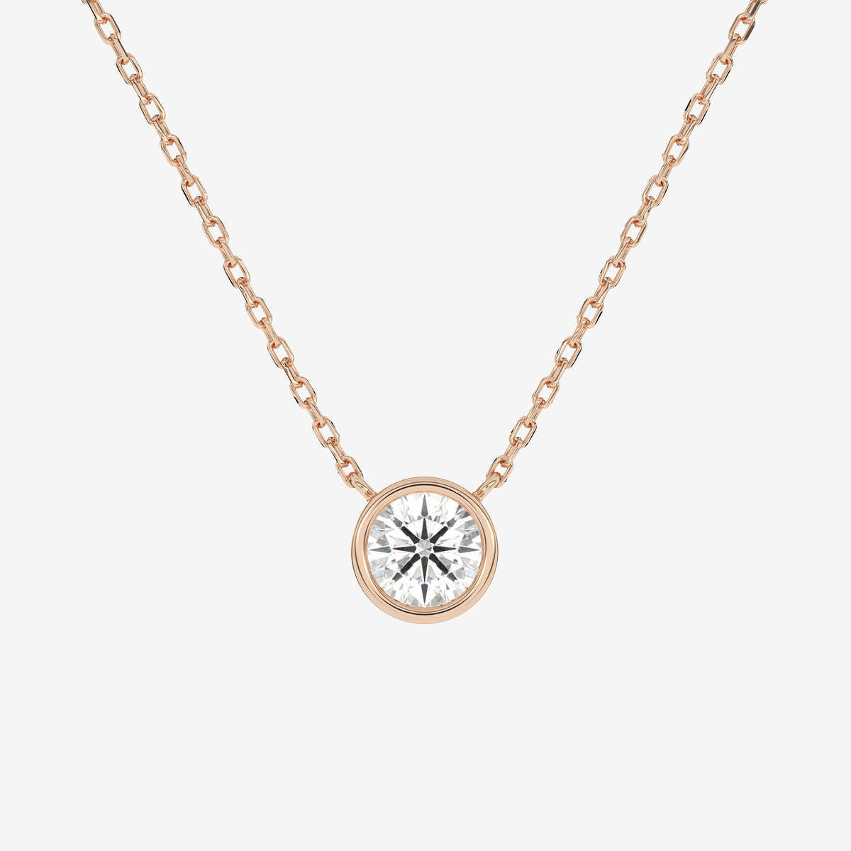 Bezel Round Lab Grown Diamond Solitaire Necklace in Platinum