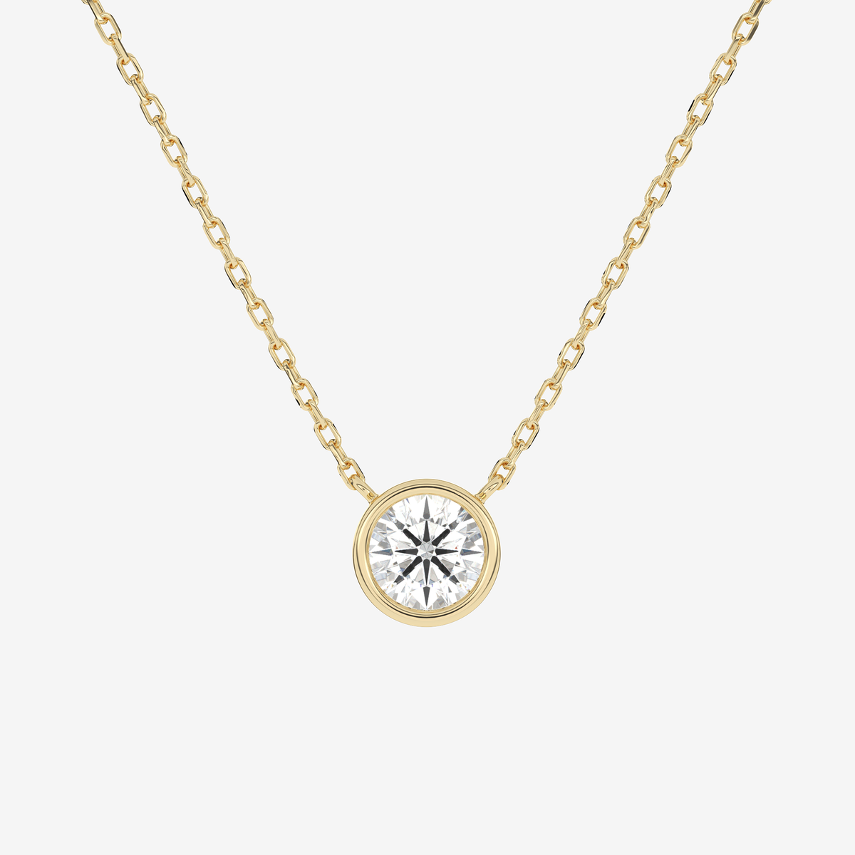 Bezel Round Lab Grown Diamond Solitaire Necklace in Platinum