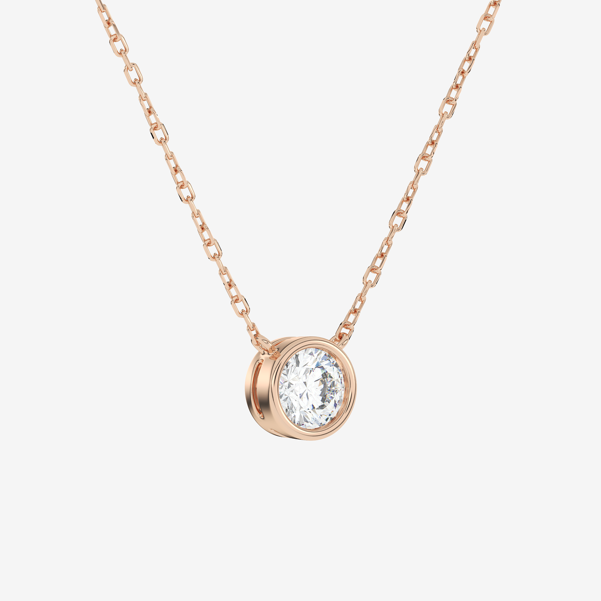 Bezel Round Lab Grown Diamond Solitaire Necklace in Platinum
