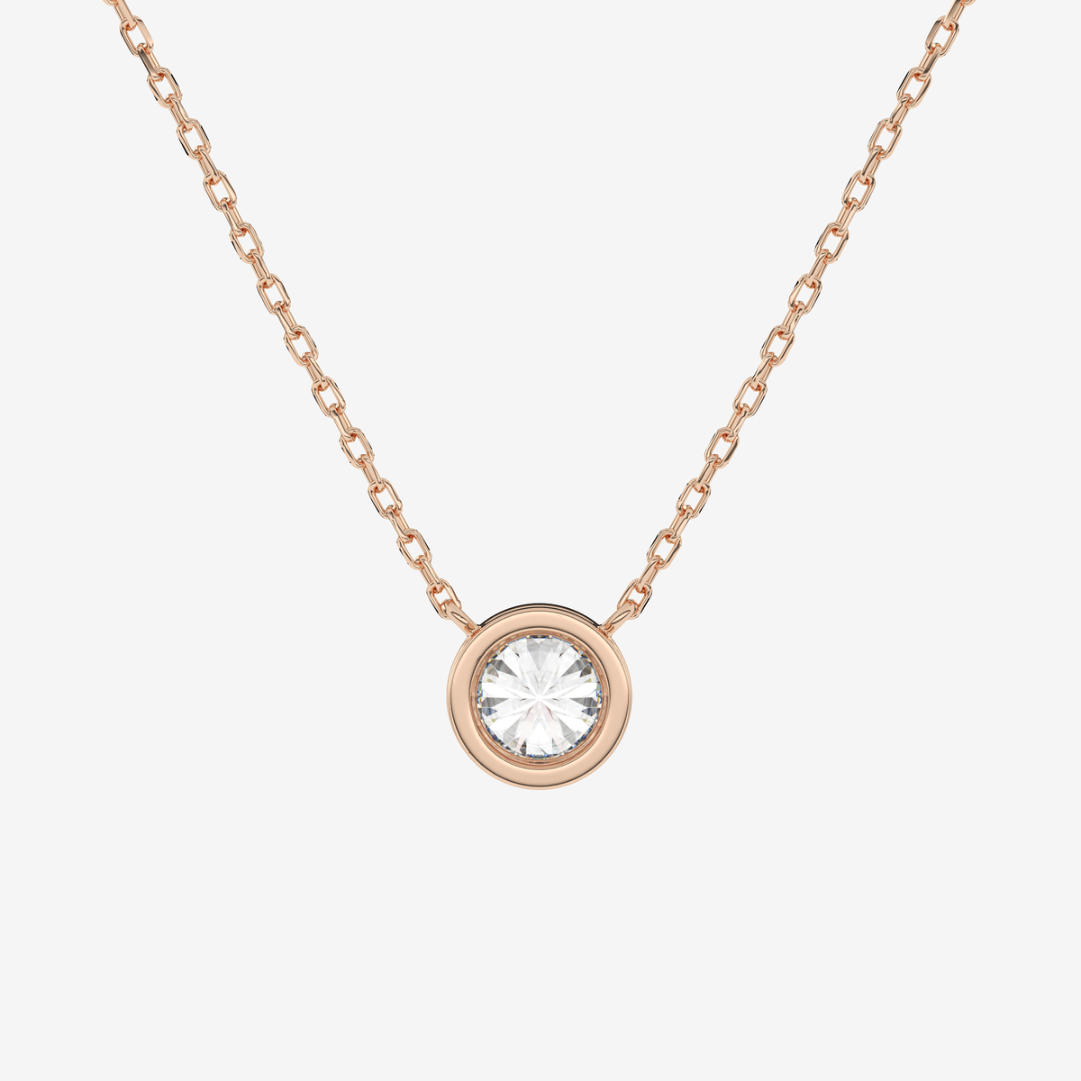 Bezel Round Lab Grown Diamond Solitaire Necklace in Platinum