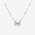 Bezel Radiant Lab Grown Diamond Solitaire Necklace in 14K White Gold