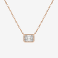 Bezel Radiant Lab Grown Diamond Solitaire Necklace in 18K Rose Gold
