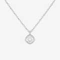 Platinum Cushion Bezel Solitaire Lab Grown Diamond Pendant Necklace