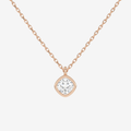 14K Rose Gold Cushion Bezel Solitaire Lab Grown Diamond Pendant Necklace