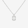 Platinum Emerald Bezel Solitaire Lab Grown Diamond Pendant Necklace