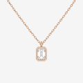 14K Yellow Gold Emerald Bezel Solitaire Lab Grown Diamond Pendant Necklace