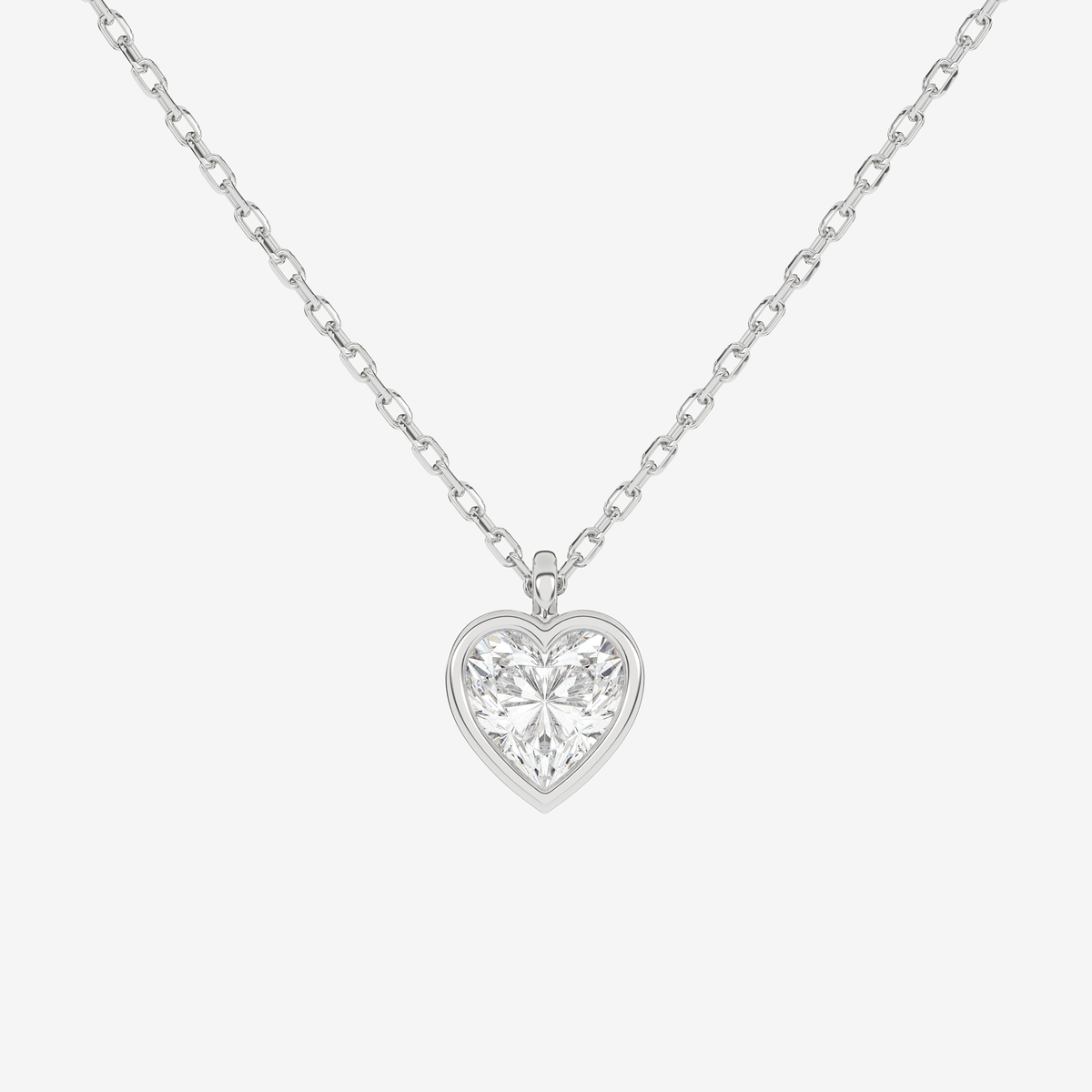Platinum Heart Bezel Solitaire Lab Grown Diamond Pendant Necklace