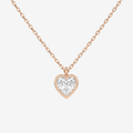 14K Rose Gold Heart Bezel Solitaire Lab Grown Diamond Pendant Necklace