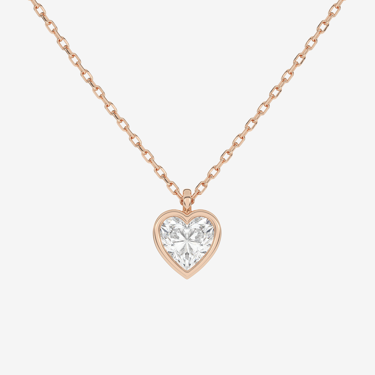 Platinum Heart Bezel Solitaire Lab Grown Diamond Pendant Necklace