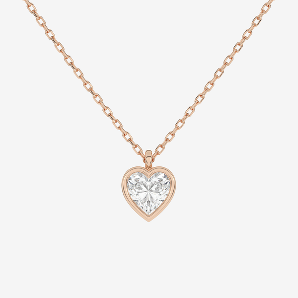 Platinum Heart Bezel Solitaire Lab Grown Diamond Pendant Necklace