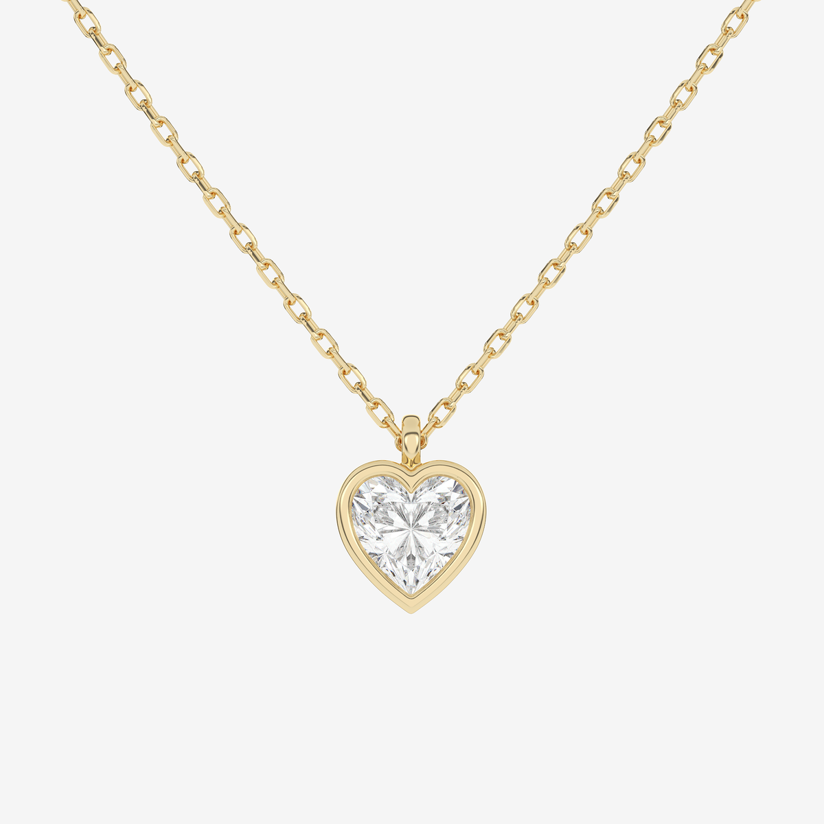 Platinum Heart Bezel Solitaire Lab Grown Diamond Pendant Necklace