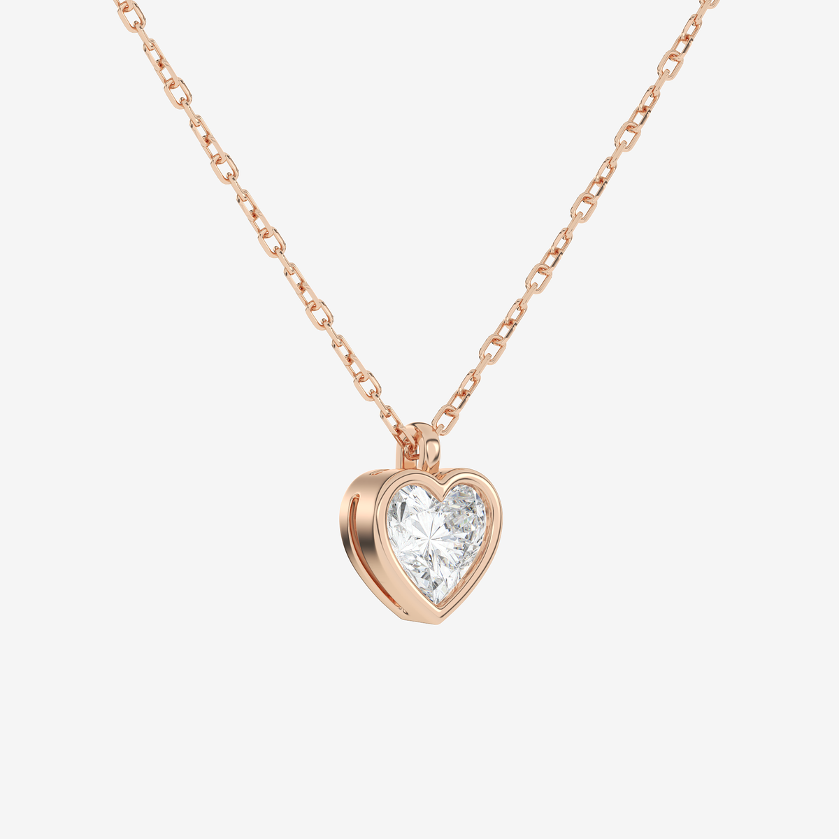 Platinum Heart Bezel Solitaire Lab Grown Diamond Pendant Necklace
