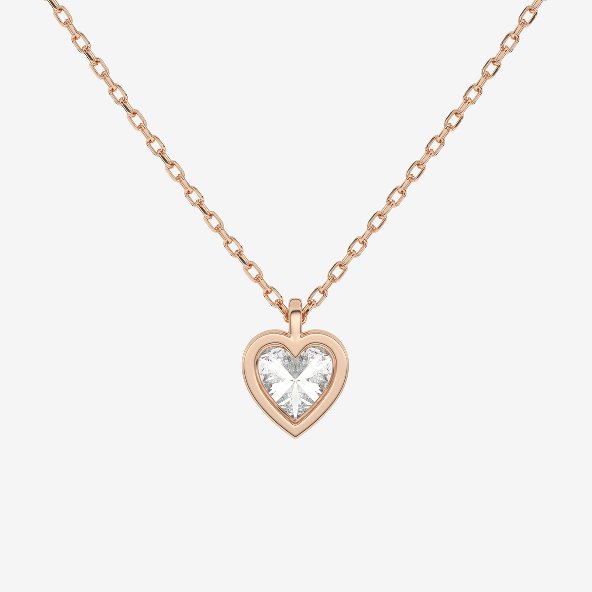 Platinum Heart Bezel Solitaire Lab Grown Diamond Pendant Necklace
