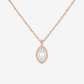 14K Rose Gold Marquise Bezel Solitaire Lab Grown Diamond Pendant Necklace