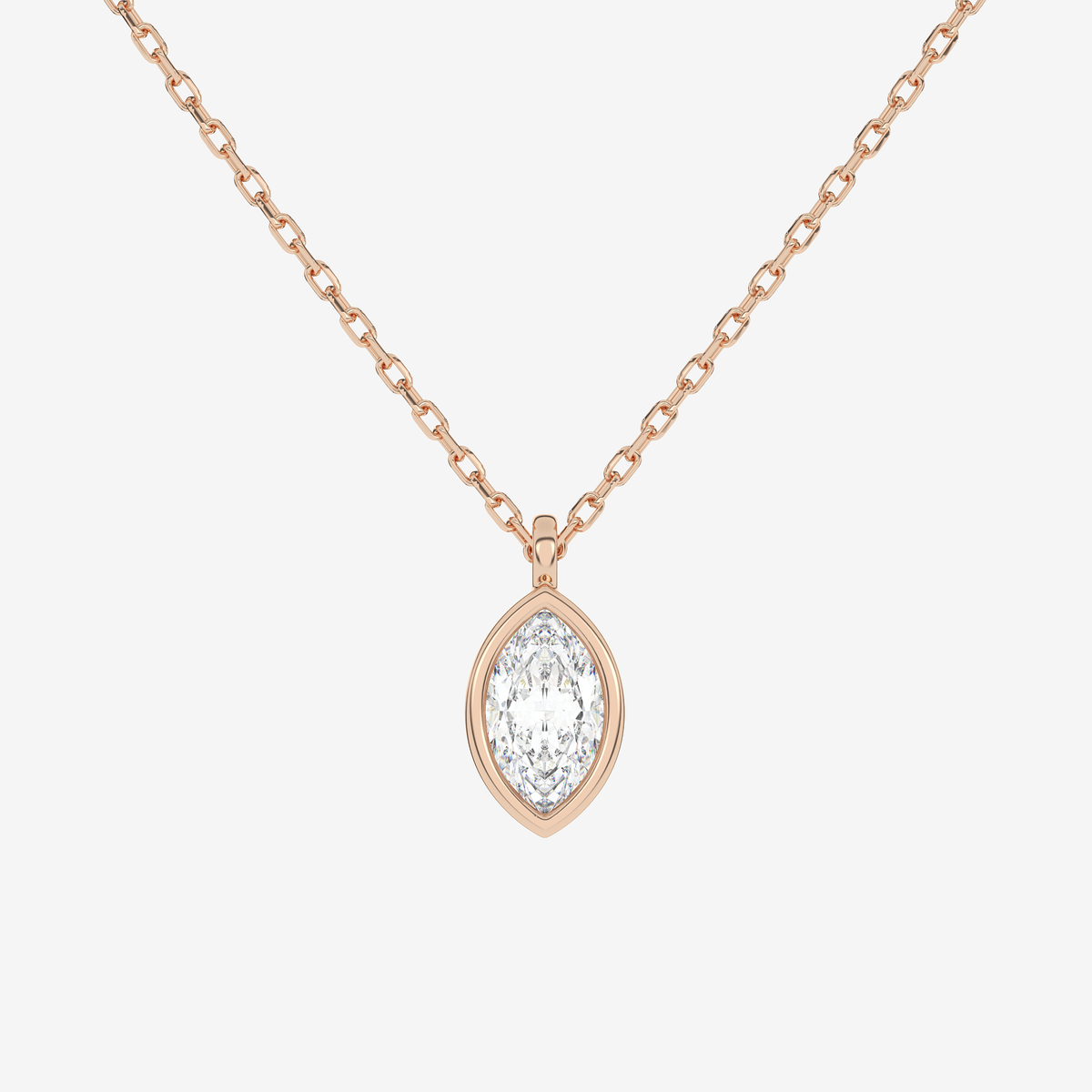 Platinum Marquise Bezel Solitaire Lab Grown Diamond Pendant Necklace