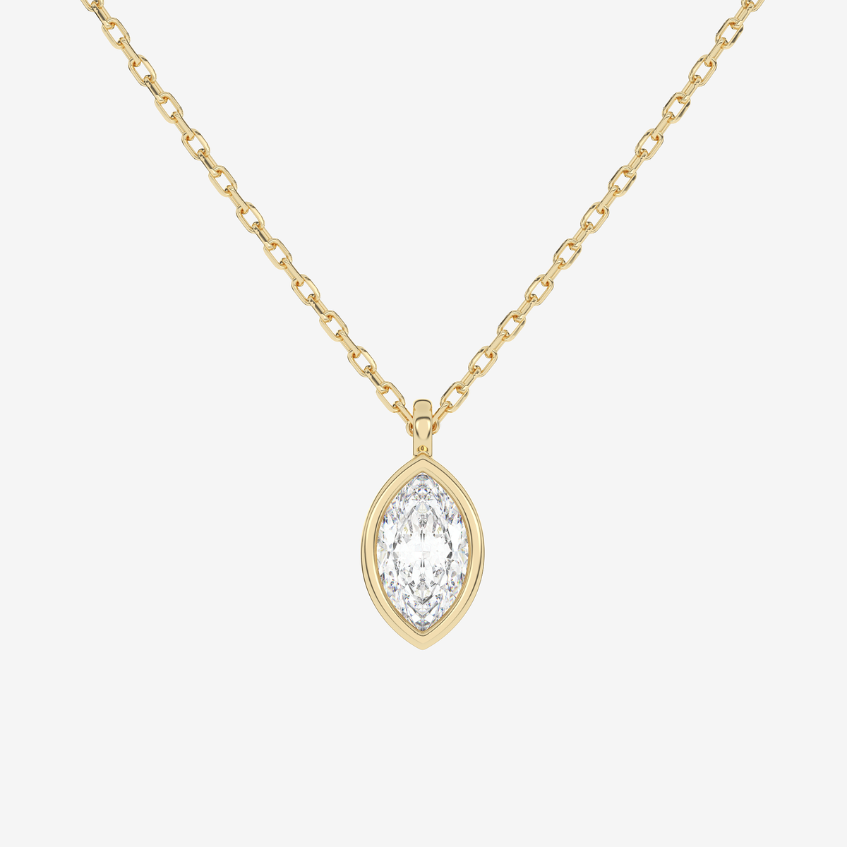 Platinum Marquise Bezel Solitaire Lab Grown Diamond Pendant Necklace