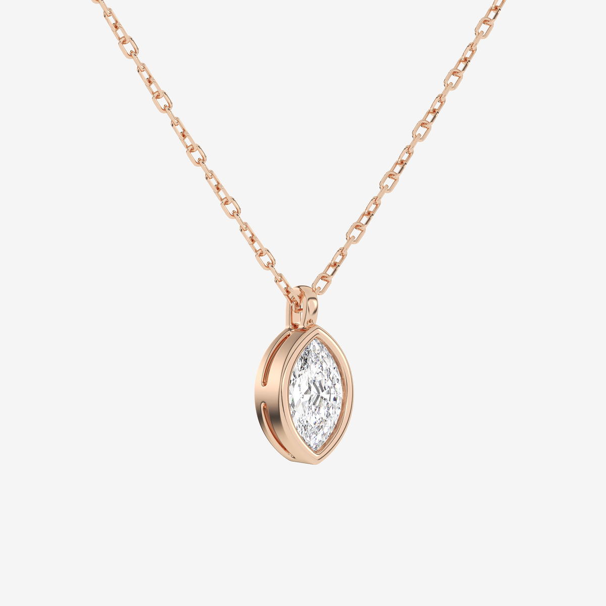 Platinum Marquise Bezel Solitaire Lab Grown Diamond Pendant Necklace