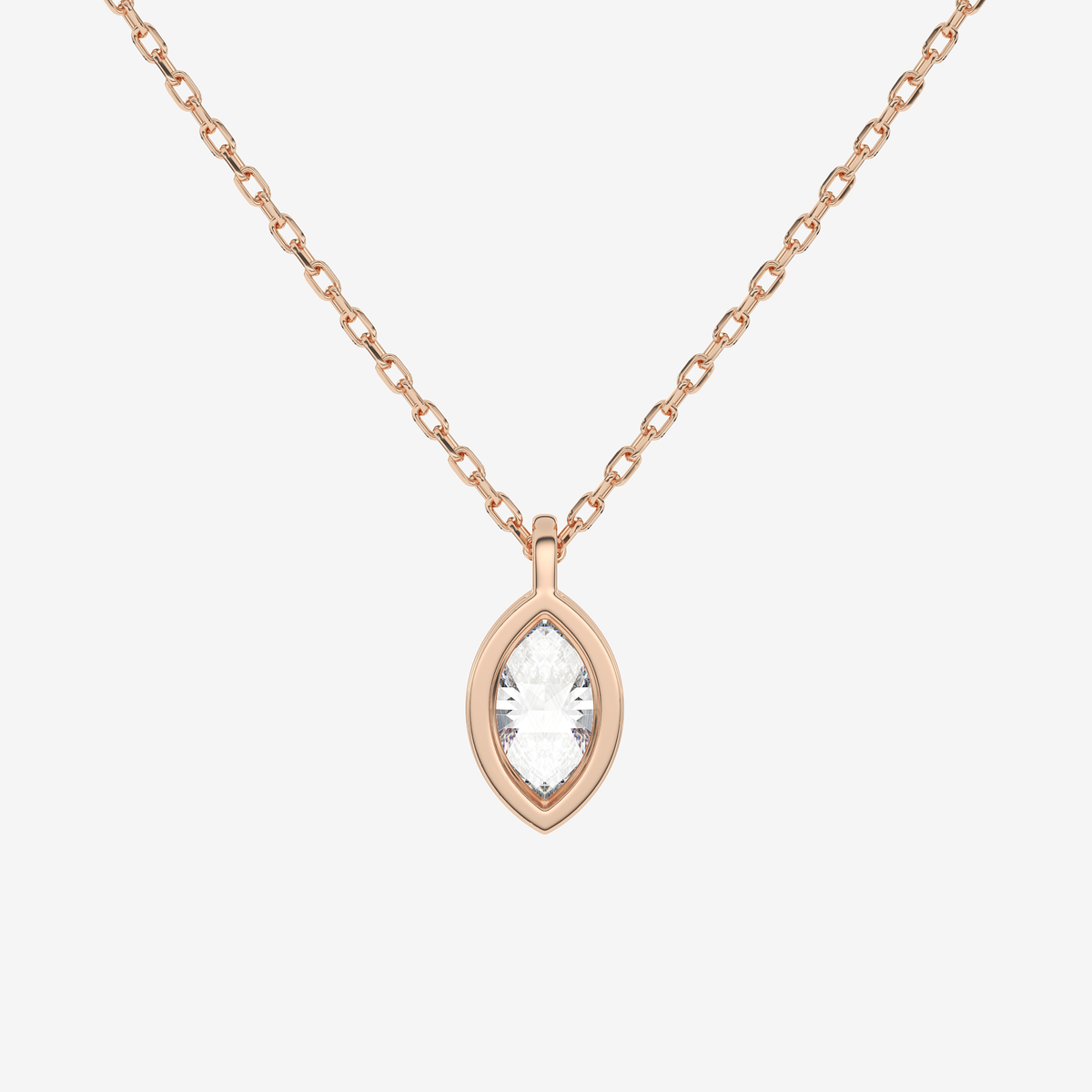 Platinum Marquise Bezel Solitaire Lab Grown Diamond Pendant Necklace
