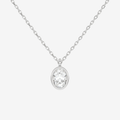 Platinum Oval Bezel Solitaire Lab Grown Diamond Pendant Necklace