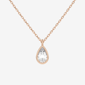 14K Yellow Gold Pear Bezel Solitaire Lab Grown Diamond Pendant Necklace