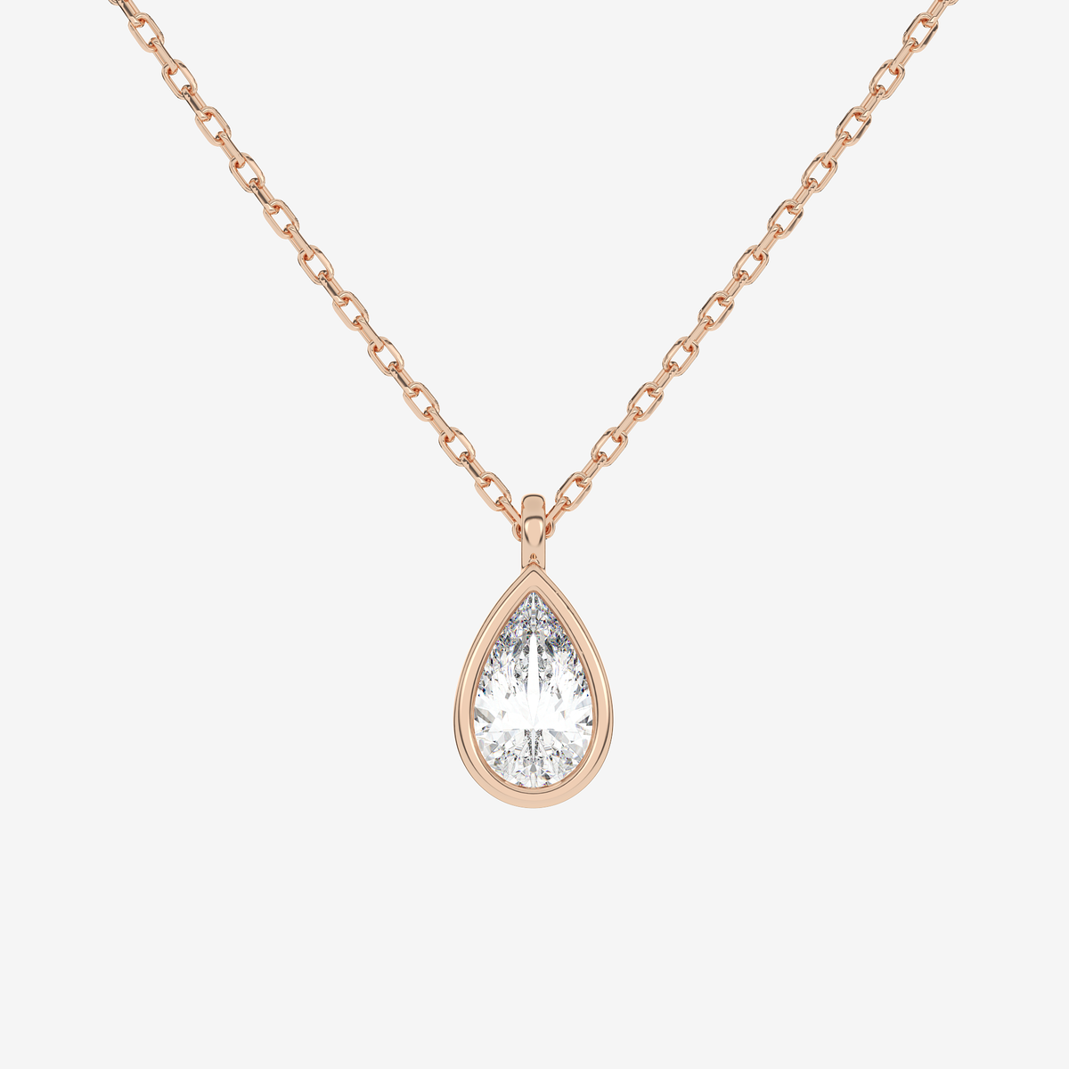 Platinum Pear Bezel Solitaire Lab Grown Diamond Pendant Necklace