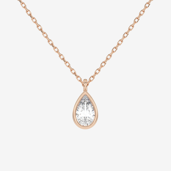 Platinum Pear Bezel Solitaire Lab Grown Diamond Pendant Necklace