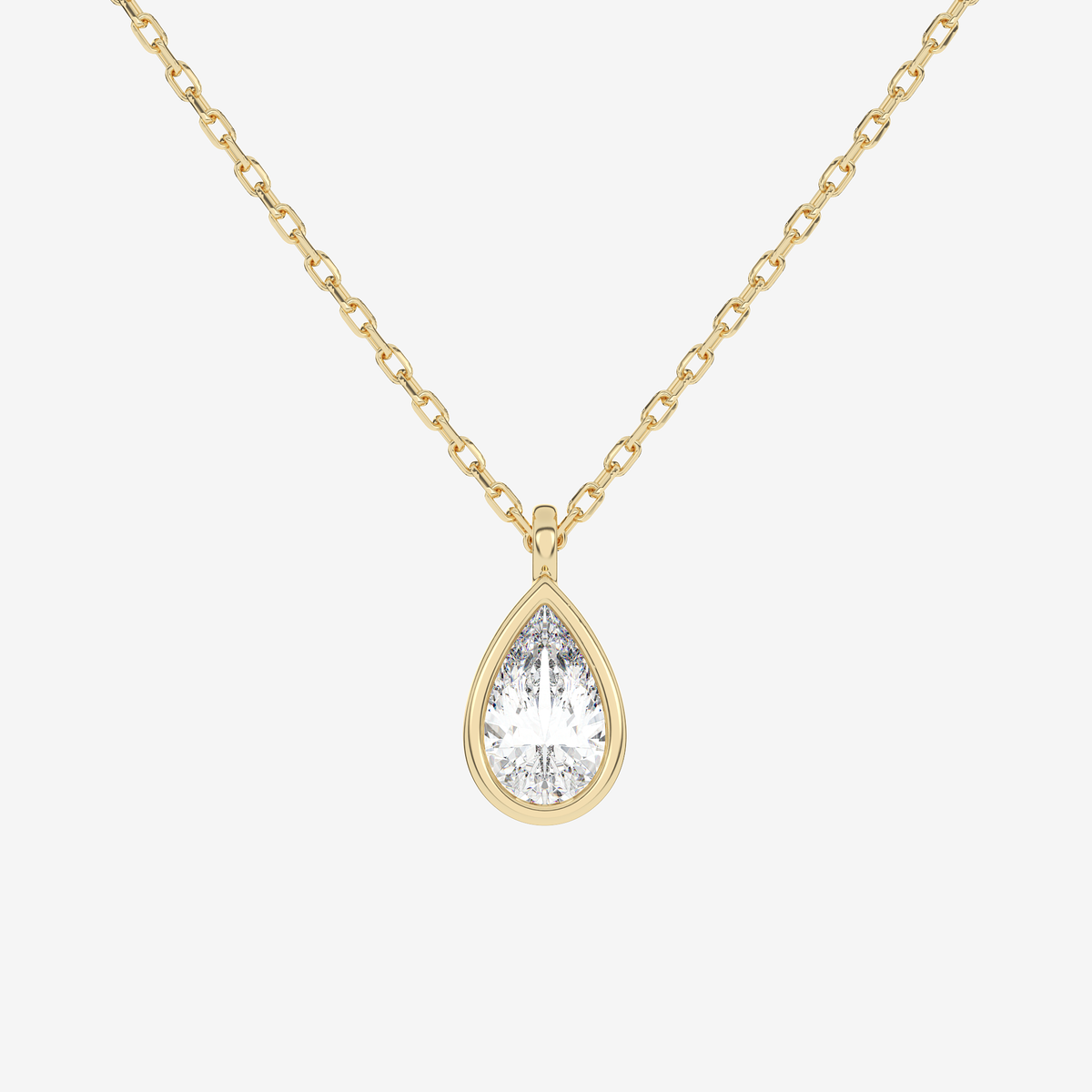 Platinum Pear Bezel Solitaire Lab Grown Diamond Pendant Necklace
