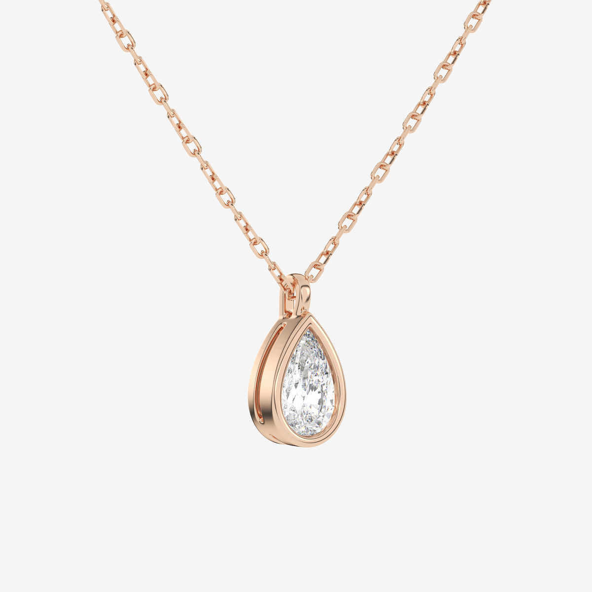 Platinum Pear Bezel Solitaire Lab Grown Diamond Pendant Necklace