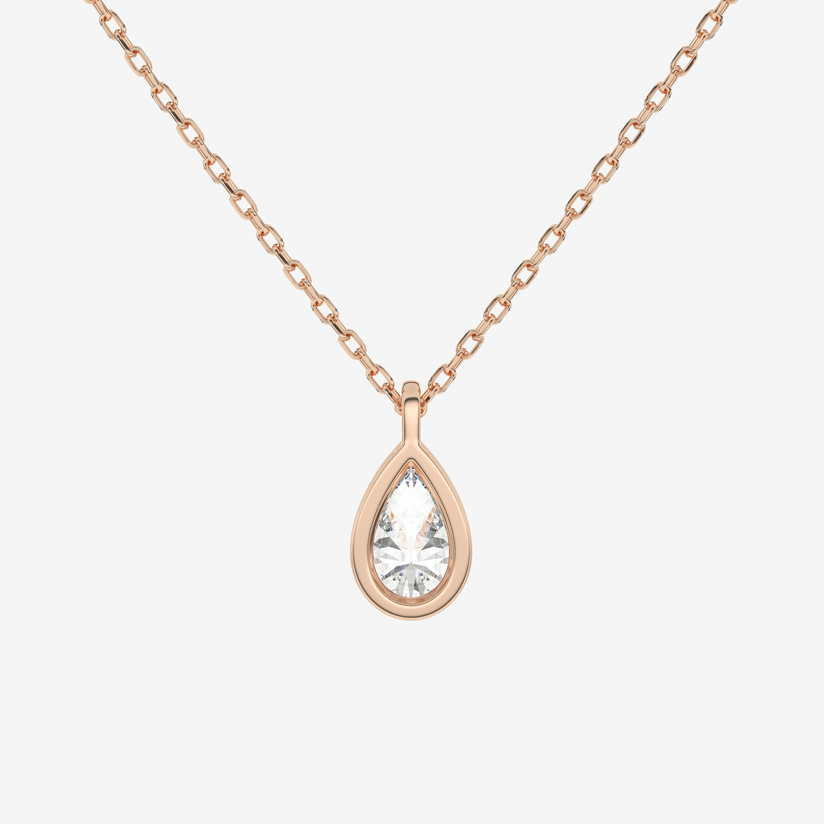Platinum Pear Bezel Solitaire Lab Grown Diamond Pendant Necklace