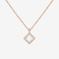 18K Rose Gold Princess Bezel Solitaire Lab Grown Diamond Pendant Necklace