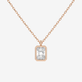 14K Rose Gold Radiant Bezel Solitaire Lab Grown Diamond Pendant Necklace