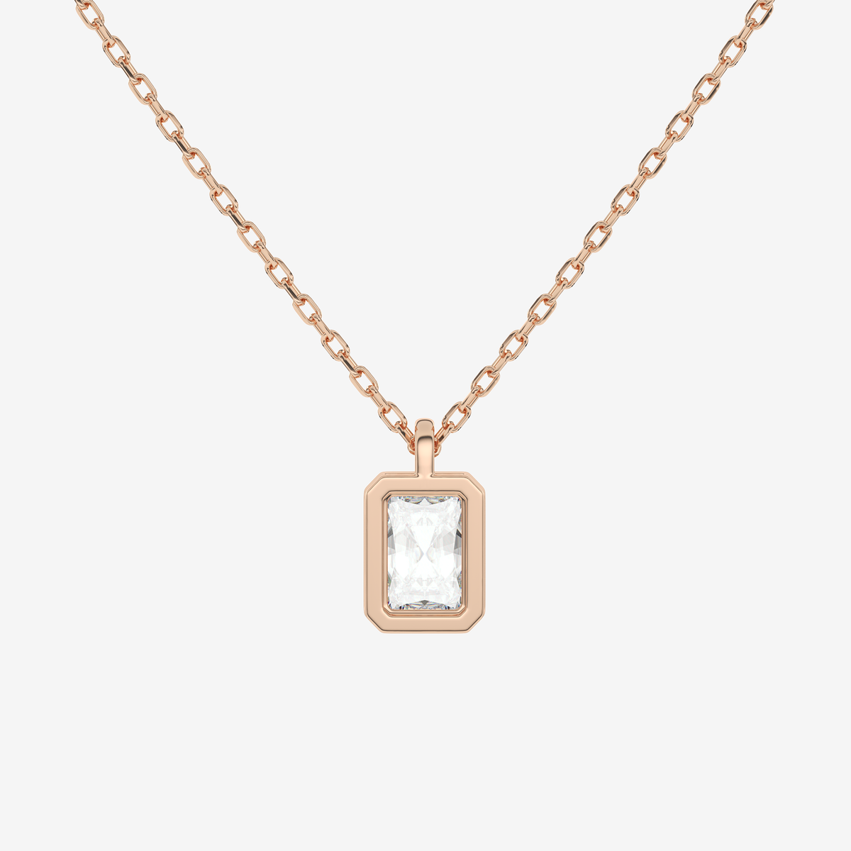 Platinum Radiant Bezel Solitaire Lab Grown Diamond Pendant Necklace