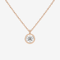 18K Rose Gold Round Bezel Solitaire Lab Grown Diamond Pendant Necklace