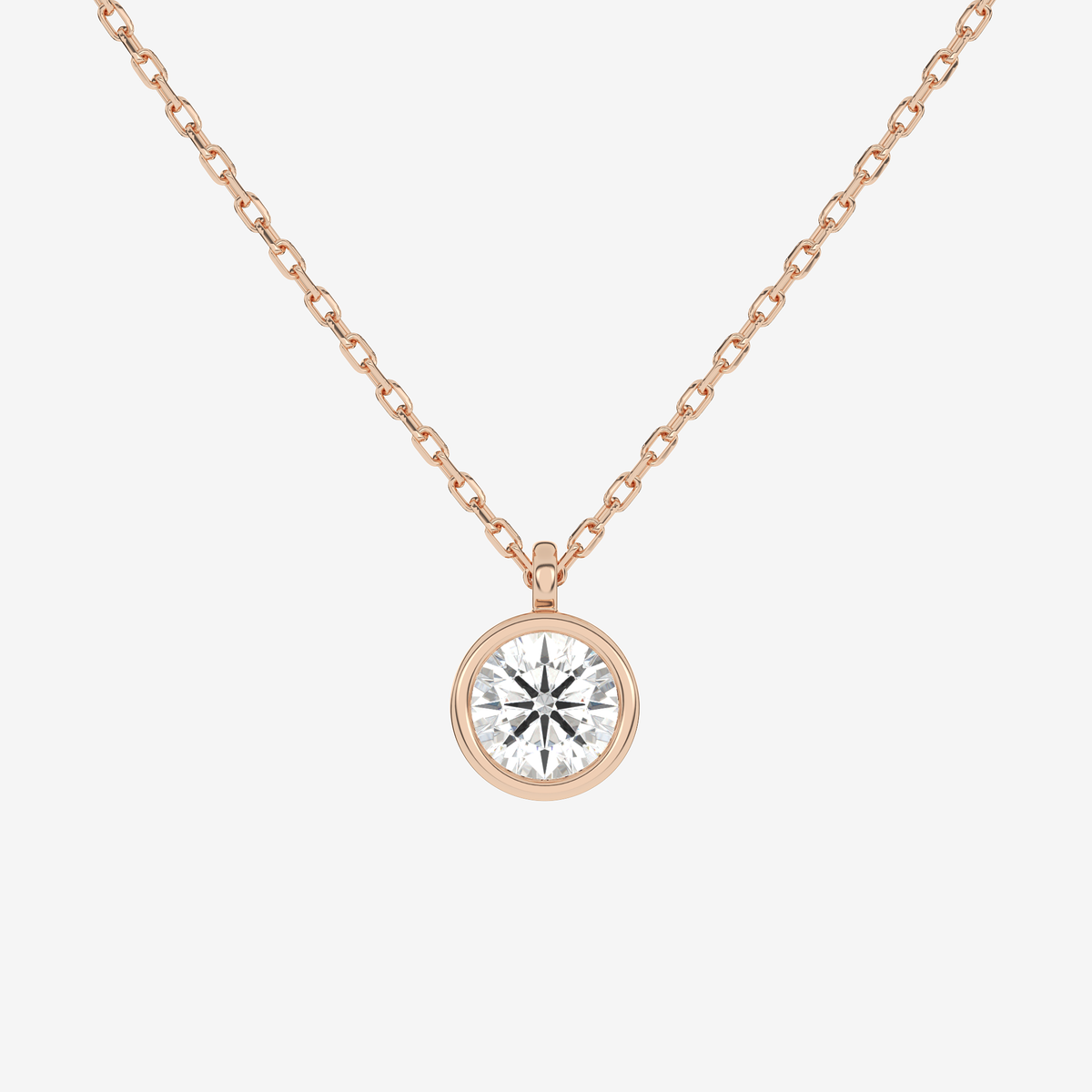 Platinum Round Bezel Solitaire Lab Grown Diamond Pendant Necklace