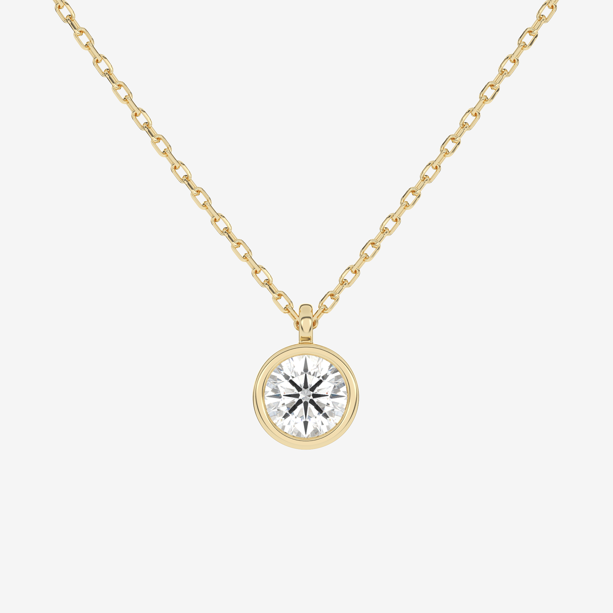 Platinum Round Bezel Solitaire Lab Grown Diamond Pendant Necklace