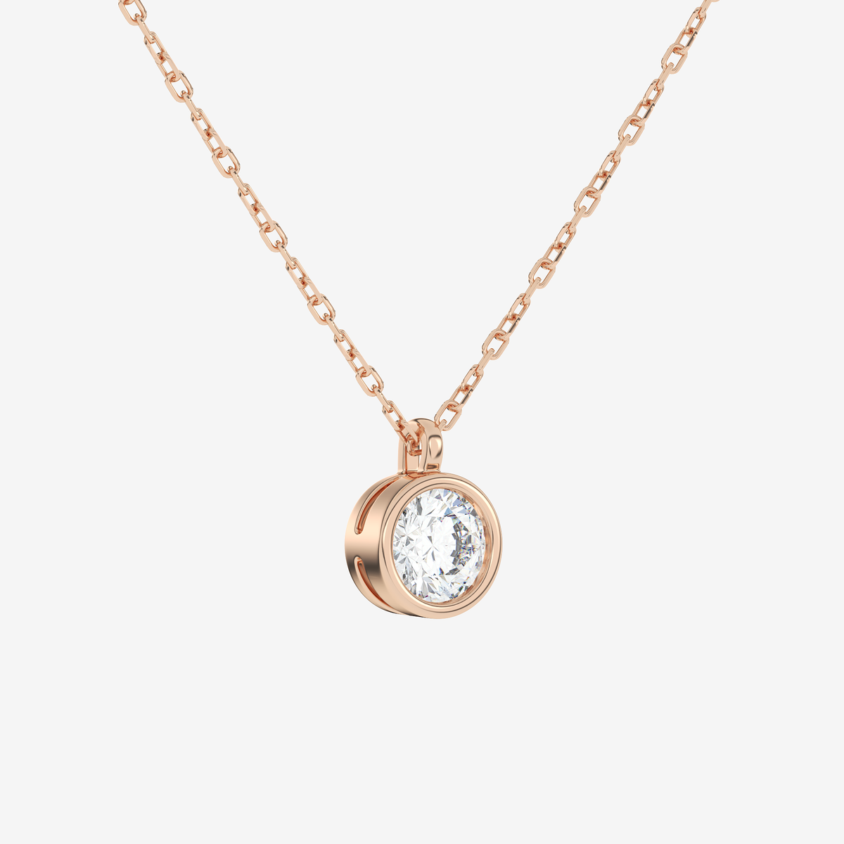 Platinum Round Bezel Solitaire Lab Grown Diamond Pendant Necklace