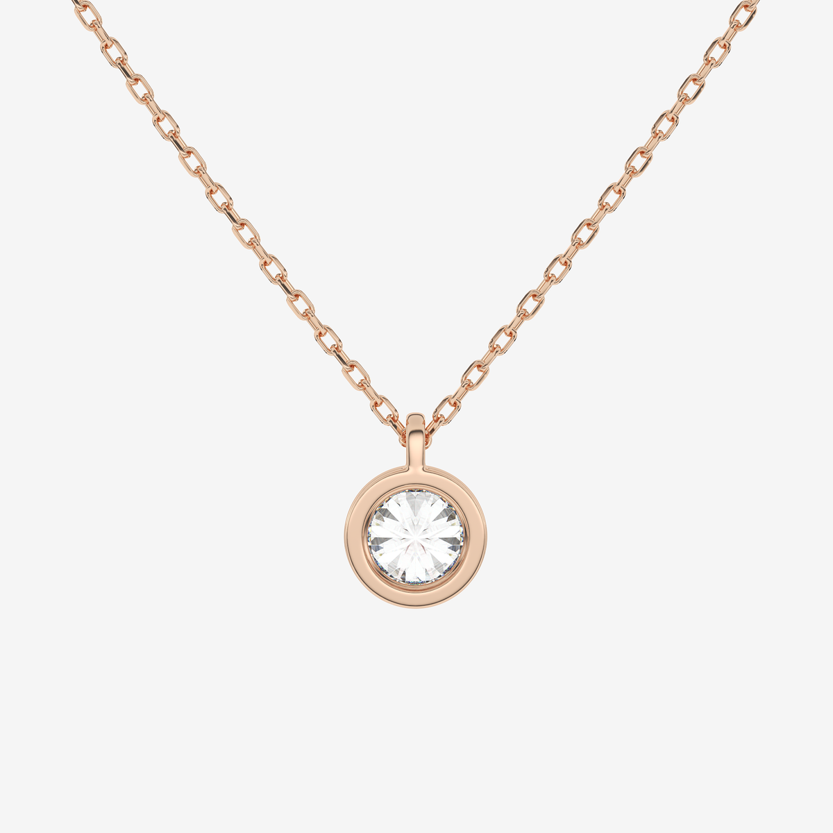 Platinum Round Bezel Solitaire Lab Grown Diamond Pendant Necklace