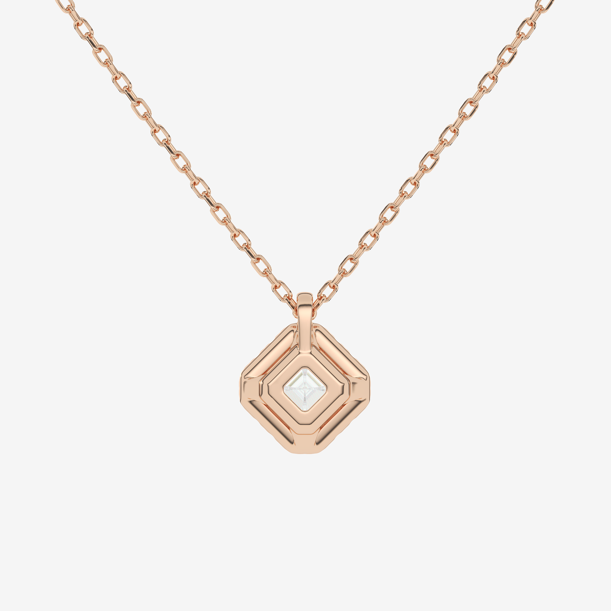 Asscher Halo Lab Grown Diamond Pendant Necklace in Platinum
