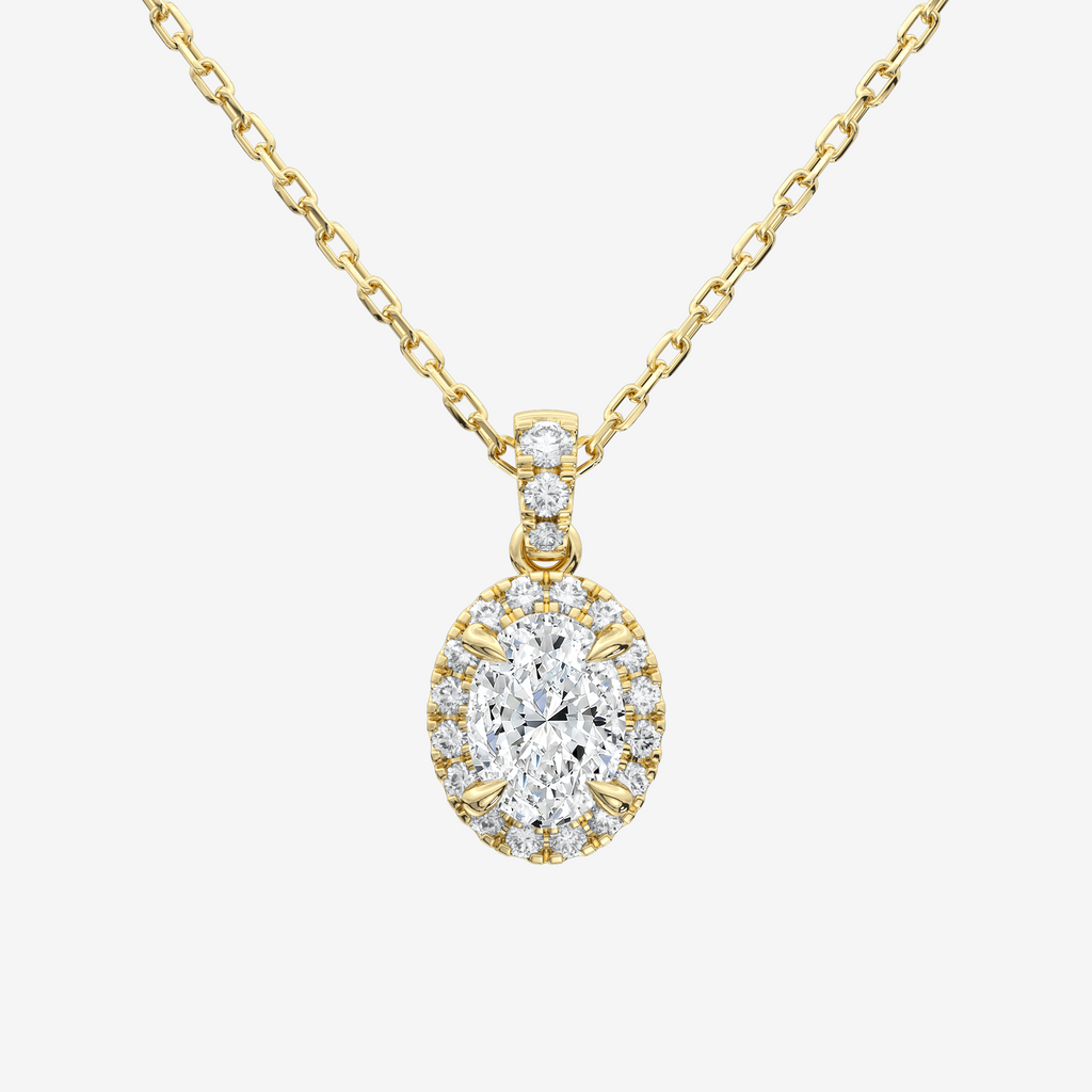 Asscher Halo Lab Grown Diamond Pendant Necklace in 14K Yellow Gold test